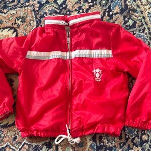 Vintage Red Kids Windbreaker Jacket with White Trim